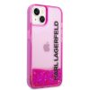 Karl Lagerfeld iPhone 14 Liquid Glitter Elong (KLHCP14SLCKVF) hátlap, tok, rózsaszín