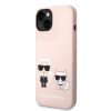 Karl Lagerfeld iPhone 14 Liquid Silicone Karl and Choupette (KLHCP14SSSKCI) hátlap, tok, rózsaszín