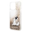 Karl Lagerfeld iPhone 14 Pro Max Liquid Glitter Choupette Eat (KLHCP14XGCFD) hátlap, tok, arany