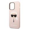 Karl Lagerfeld iPhone 14 Pro Max Silicone Karl's Head (KLHCP14XSLKHLP) hátlap, tok, rózsaszín