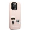 Karl Lagerfeld iPhone 14 Pro Max Liquid Silicone Karl and Choupette (KLHCP14XSSKCI) hátlap, tok, rózsaszín