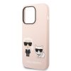 Karl Lagerfeld iPhone 14 Pro Max Liquid Silicone Karl and Choupette (KLHCP14XSSKCI) hátlap, tok, rózsaszín