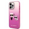 Karl Lagerfeld iPhone 14 Pro Max Gradient Karl and Choupette (KLHCP14XTGKCP) hátlap, tok, rózsaszín