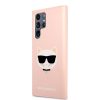 Karl Lagerfeld Samsung Galaxy S22 Ultra Silicone Choupette Head (KLHCS22LSLCHPI) hátlap, tok, rózsaszín