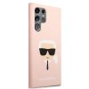 Karl Lagerfeld Samsung Galaxy S22 Ultra Karl's Head Silicone (KLHCS22LSLKHPI) hátlap, tok, rózsaszín