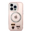 Karl Lagerfeld iPhone 14 Pro MagSafe Karl and Choupette (KLHMP14LHKCP) hátlap, tok, rózsaszín