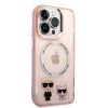 Karl Lagerfeld iPhone 14 Pro Max Karl & Choupette Aluminium Magsafe (KLHMP14XHKCP) hátlap, tok, rózsaszín