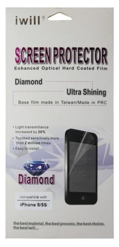 Iwill iPhone 5/5S/SE Diamond kijelzővédő fólia, átlátszó