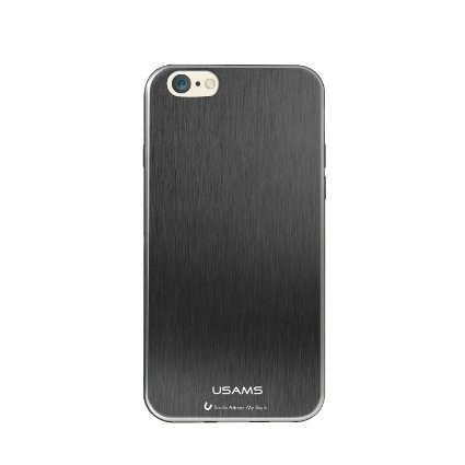 Apple iPhone 6 Plus, USAMS Metallica oldalt átlátszó, hátul fémes hatású TPU tok, fekete