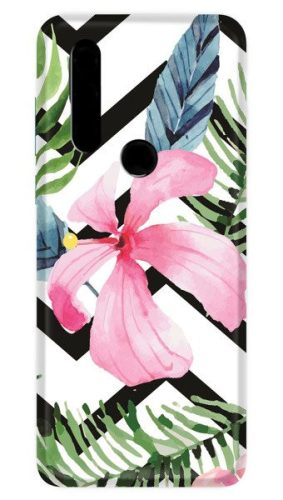 Casegadget Huawei P20 Lite (2019) Pink Flower And Leaves, hátlap, tok, mintás, színes