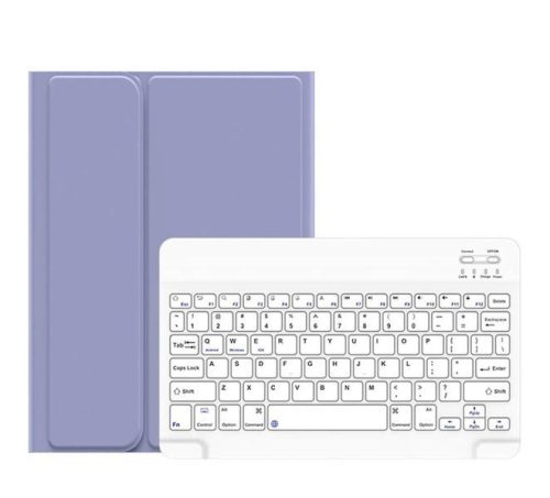 USAMS Winro iPad 7/8/9 10.2" (2019/2020/2021) oldalra nyíló smart tok billentyűzettel, lila-fehér