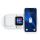 KT-IW 3in1 LED-es Qi Wireless Charger, AirPods, Apple Watch és mobiltelefon vezeték nélküli töltő, 15W, fehér