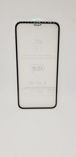 iPhone X/Xs 5D Full Glue teljes kijelzős edzett üvegfólia  (tempered glass), 9H keménységű, fekete