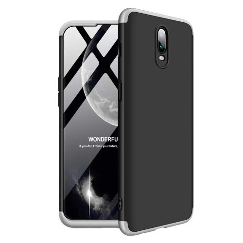 Full Body Case 360 OnePlus 6T elő-hátlap tok, fekete-ezüst