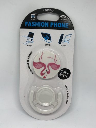 Pop Socket autós telefon tartóval, flamingó love
