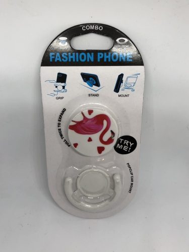 Pop Socket autós telefon tartóval, flamingó heart