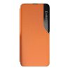 Eco Leather View Case Samsung Galaxy A22 5G oldalra nyíló tok, narancssárga