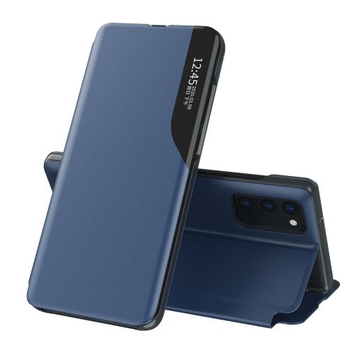 Eco Leather View Case Samsung Galaxy S22 Ultra oldalra nyíló tok, sötétkék