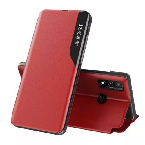 Eco Leather View Case Samsung Galaxy S21 FE oldalra nyíló tok, piros