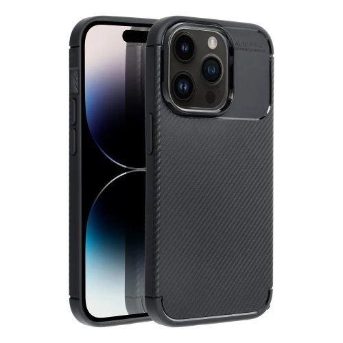 Carbon Case Premium iPhone 14 hátlap, tok, fekete