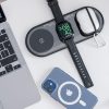 X399 3in1 Qi Wireless Charger, AirPods, Apple Watch és mobiltelefon vezeték nélküli töltő, 15W, fekete