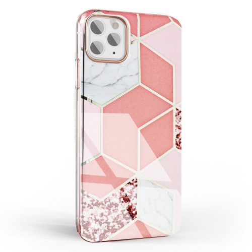 Marble Cosmo 02 iPhone X/Xs márvány mintás, hátlap, tok, rózsaszín