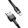 Baseus Cafule CALKLF-AG1 USB/lightning adat- és töltőkábel, 2.4A, 0.5m, fekete-grafitszürke