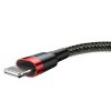 Baseus Cafule CALKLF-A19 USB/lightning adat- és töltőkábel, 2.4A, 0.5m, fekete-piros
