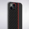 Carbon Case Red Stripe iPhone 12/12 Pro hátlap, tok, fekete