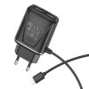 Borofone BA50A 2xUSB hálózati töltő adapter és USB/Lightning kábel, gyorstöltő, 2.1A, fekete