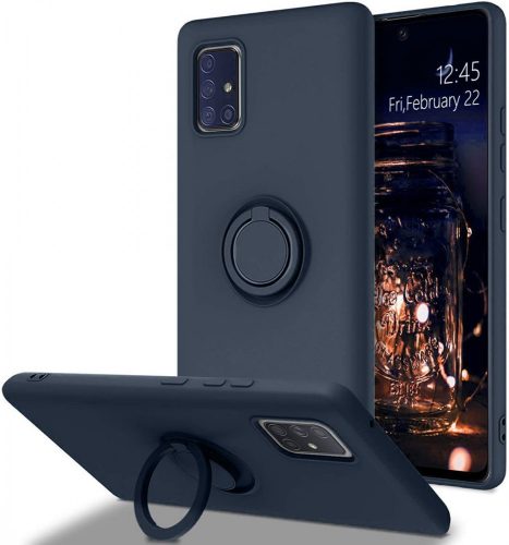 Silicone Ring Magnetic Samsung Galaxy A51 hátlap, tok, sötétkék