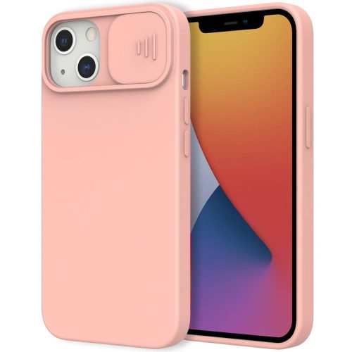 Silicone Lens iPhone 13 Mini hátlap, tok, barack rózsaszín