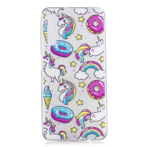 Slim Case Art Doughnuts and Unicorns Samsung Galaxy A7 (2018) szilikon hátlap, tok, mintás, színes