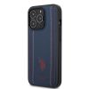 U.S. Polo iPhone 14 Pro Max Leather Stitched Lines hátlap, tok, sötétkék