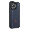 U.S. Polo iPhone 14 Pro Max Leather Stitched Lines hátlap, tok, sötétkék