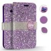 Zizo Full Diamond iPhone Xs Max oldalra nyíló tok, kártyatartóval, lila