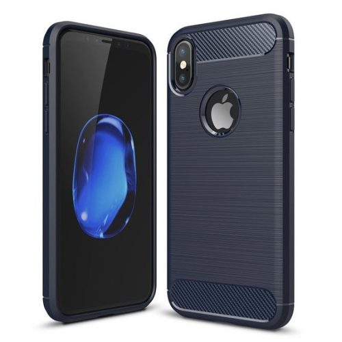 Back Case Carbon Flexi iPhone X/Xs hátlap, tok, sötétkék