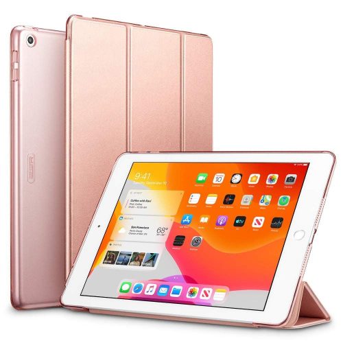 ESR Ascend Trifold iPad 10.2 (2019/2020) oldalra nyíló tok, rozé arany