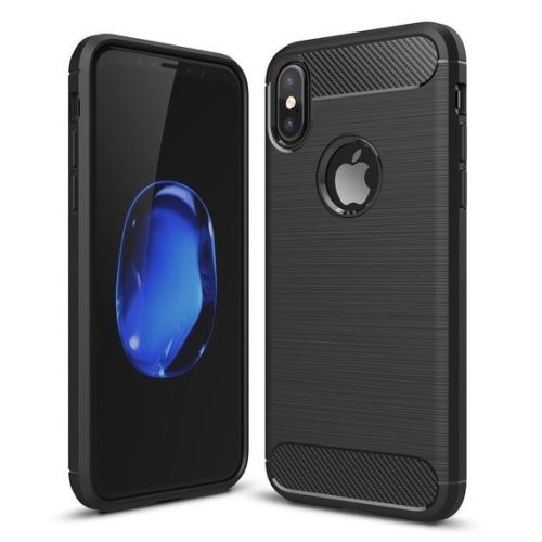 Carbon Flexi iPhone X/Xs hátlap, tok, fekete